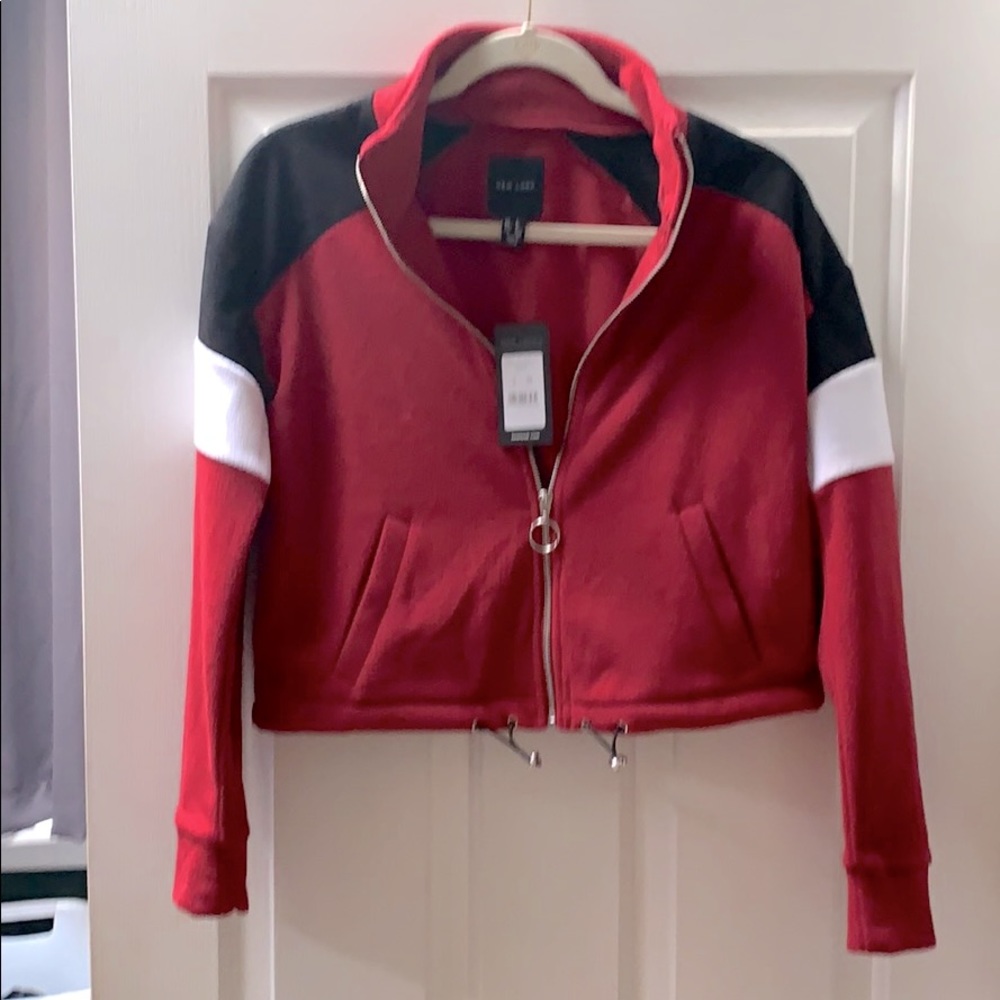 Women’s Fleece Jacket, Burgundy/Black/White